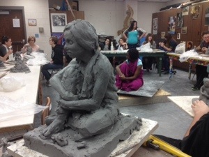 Figure sculpting from life.